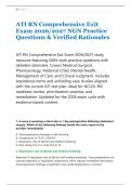 ATI RN Comprehensive Exit &NewLine;Exam 2026&sol;2027 NGN Practice &NewLine;Questions & Verified Rationales