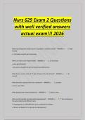 Nurs 629 Exam 2 Questions&NewLine;with well verified answers&NewLine;actual exam&excl;&excl;&excl; 2026