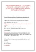 IB BUSINESS MANAGEMENT &ndash; FINANCE AND &NewLine;ACCOUNTS 3&period;4 FINAL ACCOUNTS EXAM &NewLine;QUESTIONS AND CORRECT ANSWERS WITH &NewLine;DETAILED RATIONALES
