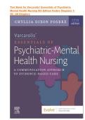 TEST BANK Varcarolis&rsquo; Essentials of Psychiatric Mental Health Nursing&colon; A Communication Approach to Evidence-Based Care 5th Edition By Chyllia D Fosbre &vert;Chapter 1-28 &vert; All Chapters 