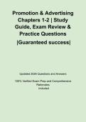Promotion & Advertising Chapters 1-2 &vert; Study Guide&comma; Exam Review & Practice Questions
