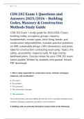 CON 202 Exam 1 Questions and &NewLine;Answers 2025&sol;2026 &ndash; Building &NewLine;Codes&comma; Masonry & Construction &NewLine;Methods Study Guide
