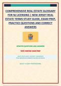COMPREHENSIVE REAL ESTATE GLOSSARY FOR NJ LICENSING &vert; NEW JERSEY REAL ESTATE TERMS STUDY GUIDE&comma; EXAM PREP&comma; PRACTICE QUESTIONS AND CORRECT ANSWERS