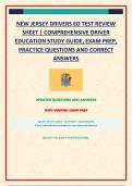 NEW JERSEY DRIVERS ED TEST REVIEW SHEET &vert; COMPREHENSIVE DRIVER EDUCATION STUDY GUIDE&comma; EXAM PREP&comma; PRACTICE QUESTIONS AND CORRECT ANSWERS