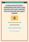 NJ PUBLIC ADJUSTER REVIEW &vert; COMPREHENSIVE NEW JERSEY PUBLIC ADJUSTER STUDY GUIDE&comma; EXAM PREP&comma; PRACTICE QUESTIONS AND CORRECT ANSWERS