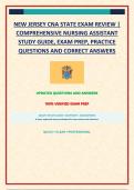 NEW JERSEY CNA STATE EXAM REVIEW &vert; COMPREHENSIVE NURSING ASSISTANT STUDY GUIDE&comma; EXAM PREP&comma; PRACTICE QUESTIONS AND CORRECT ANSWERS