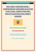 NEW JERSEY CONSUMER BOWL &vert; COMPREHENSIVE CONSUMER EDUCATION STUDY GUIDE&comma; COMPETITION PREP&comma; PRACTICE QUESTIONS AND CORRECT ANSWERS