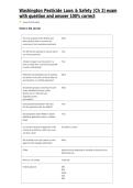 Washington Pesticide Laws & Safety &lpar;Ch 2&rpar; exam with question and answer 100&percnt; correct