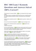 BSC 108 Exam 3 Kennedy Questions & Answers &vert; BSC 108 Exam 3 Review&comma; Study Guide & Practice Questions