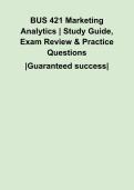 BUS 421 Marketing Analytics &vert; Study Guide&comma; Exam Review & Practice Questions