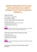 VIRGINIA MEDICATION AIDE ACTUAL EXAM QUESTIONS AND CORRECT ANSWERS LATEST UPDATE 2026&sol;2027 GRADED A&plus; &period;