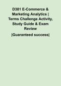 D381 E-Commerce & Marketing Analytics &vert; Terms Challenge Activity&comma; Study Guide & Exam Review