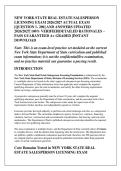 NEW YORK STATE REAL ESTATE SALESPERSON &NewLine;LICENSING EXAM 2026&sol;2027 ACTUAL EXAM &NewLine;&lbrack;QUESTION 1- 200&rsqb; AND ANSWERS UPDATED &NewLine;2026&sol;2027&vert; 100&percnt; VERIFIED&vert;DETAILED RATIONALES &NewLine;PASS GUARANTEED A&plus; GRADED &vert;INSTANT &NewLine;DOWNLOAD 