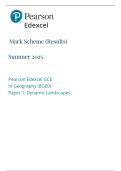 Edexcel AS Level Geography Paper 1&colon; Dynamic Landscapes Mark Scheme 2025