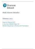 Edexcel A Level German Paper 2 Written Response to Works and Translation Mark Scheme 2025