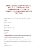 FUNDAMENTALS OF CORPORATE&NewLine;FINANCE - COMPREHENSIVE&NewLine;ASSESSMENT QUESTIONS AND&NewLine;CORRECT ANSWERS LATEST UPDATE&NewLine;THIS YEAR