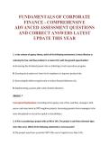 FUNDAMENTALS OF CORPORATE&NewLine;FINANCE - COMPREHENSIVE&NewLine;ADVANCED ASSESSMENT QUESTIONS&NewLine;AND CORRECT ANSWERS LATEST&NewLine;UPDATE THIS YEAR