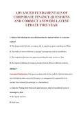 ADVANCED FUNDAMENTALS OF&NewLine;CORPORATE FINANCE QUESTIONS&NewLine;AND CORRECT ANSWERS LATEST&NewLine;UPDATE THIS YEAR