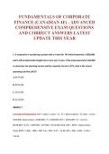 FUNDAMENTALS OF CORPORATE&NewLine;FINANCE &lpar;CANADIAN 4E&rpar; - ADVANCED&NewLine;COMPREHENSIVE EXAM QUESTIONS&NewLine;AND CORRECT ANSWERS LATEST&NewLine;UPDATE THIS YEAR
