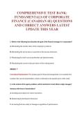 COMPREHENSIVE TEST BANK&colon;&NewLine;FUNDAMENTALS OF CORPORATE&NewLine;FINANCE &lpar;CANADIAN 4E&rpar; QUESTIONS&NewLine;AND CORRECT ANSWERS LATEST&NewLine;UPDATE THIS YEAR