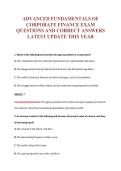 ADVANCED FUNDAMENTALS OF&NewLine;CORPORATE FINANCE EXAM&NewLine;QUESTIONS AND CORRECT ANSWERS&NewLine;LATEST UPDATE THIS YEAR