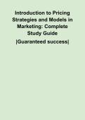 Introduction to Pricing Strategies and Models in Marketing&colon; Complete Study Guide