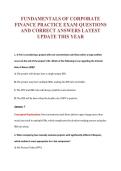 FUNDAMENTALS OF CORPORATE FINANCE EXAM Bundle &vert; Update Questions with complete and Verified solutions&period;