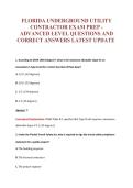 FLORIDA UNDERGROUND UTILITY&NewLine;CONTRACTOR EXAM PREP -&NewLine;ADVANCED LEVEL QUESTIONS AND&NewLine;CORRECT ANSWERS LATEST UPDATE