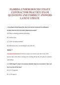 FLORIDA UNDERGROUND UTILITY CONTRACTOR EXAM Bundle &vert; Update Questions with complete and Verified solutions&period;