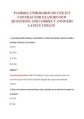 FLORIDA UNDERGROUND UTILITY&NewLine;CONTRACTOR EXAM REVIEW&NewLine;QUESTIONS AND CORRECT ANSWERS&NewLine;LATEST UPDATE