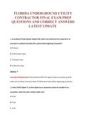 FLORIDA UNDERGROUND UTILITY&NewLine;CONTRACTOR FINAL EXAM PREP&NewLine;QUESTIONS AND CORRECT ANSWERS&NewLine;LATEST UPDATE