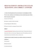 HESI MATERNITY OB PRACTICE EXAM&NewLine;QUESTIONS AND CORRECT ANSWERS
