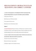 HESI MATERNITY OB PRACTICE EXAM&NewLine;QUESTIONS AND CORRECT ANSWERS