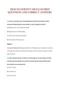 HESI MATERNITY OB EXAM PREP&NewLine;QUESTIONS AND CORRECT ANSWERS