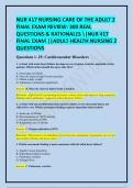 NUR 417 NURSING CARE OF THE ADULT 2 FINAL EXAM REVIEW&colon; 300 REAL QUESTIONS & RATIONALES &vert;NUR 417 FINAL EXAM &vert;&vert;ADULT HEALTH NURSING 2 QUESTIONS