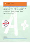 Test Bank 2 for Essentials of Pediatric Nursing&comma; &NewLine;5th Edition by Kyle & Carman &vert; Complete &NewLine;Chapters with Verified Answers &vert; Latest &NewLine;Updated Edition 2026 
