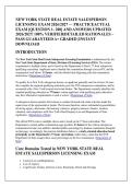 NEW YORK STATE REAL ESTATE SALESPERSON &NewLine;LICENSING EXAM 2026&sol;2027 &mdash; PRACTICEACTUAL &NewLine;EXAM &lbrack;QUESTION 1- 200&rsqb; AND ANSWERS UPDATED &NewLine;2026&sol;2027&vert; 100&percnt; VERIFIED&vert;DETAILED RATIONALES &NewLine;PASS GUARANTEED A&plus; GRADED &vert;INSTANT &NewLine;DOWNLOAD 