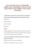 WGU D118 QUALITY LEADERSHIP&NewLine;OBJECTIVE ASSESSMENT FINAL EXAM&NewLine;QUESTIONS AND CORRECT DETAILED&NewLine;ANSWERS