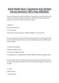 Adult Health Quiz 1 Questions And Verified &NewLine;Correct Answers 100&percnt; Pass 2026&sol;2027 