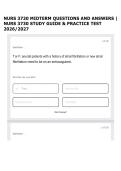 NURS 3730 MIDTERM QUESTIONS AND ANSWERS &vert;&NewLine;NURS 3730 STUDY GUIDE & PRACTICE TEST&NewLine;2026&sol;2027&NewLine;