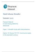 Edexcel A Level History Paper 1&colon; Breadth study with interpretations Option 1E&colon; Russia 1917-91&colon; Communist states in the twentieth century Mark Scheme 2025