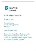 Edexcel A Level History Paper 2&colon; Depth study Option 2A&period;1&colon; Anglo-Saxon England and the Anglo-Norman Kingdom&comma; c1053-1106 Option 2A&period;2&colon; England and the Angevin Empire in the reign of Henry II&comma; 1154-89 Mark Scheme 2025