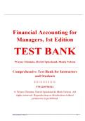Test Bank &ndash; Financial Accounting for Managers&comma; 1st Edition &ndash; Wayne Thomas&comma; David Spiceland&comma; & Mark Nelson &ndash; ISBN 9781260786521 &lpar;Full Chapters 1&ndash;12 Covered&rpar;