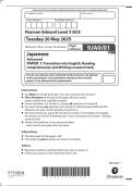 Edexcel A Level Japanese Paper 1&colon; Translation into English&comma; Reading comprehension and Writing &lpar;research task&rpar; 2025