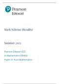 Edexcel A Level Mathematics Paper 1 Pure Mathematics Mark Scheme 2025