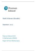 Edexcel A Level Mathematics Paper 2 Pure Mathematics Mark Scheme 2025