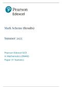 Edexcel A Level Mathematics Paper 31 Statistics Mark Scheme 2025