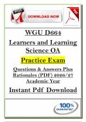 WGU D664 OA &lpar;PDF&rpar; &vert; &lpar;2026&sol;27&rpar; Learners & Learning Science Q&A &vert; Study Guide &vert; Instant Pdf Download