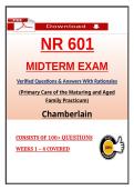 NR 601 Midterm Exam &ndash; Primary Care of the Maturing and Aged Family Practicum &ndash; &lpar;2026&rpar; Actual Questions & Answers &lpar;Chamberlain&rpar; 100&percnt; Guarantee Pass