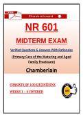 NR 601 Midterm Exam &ndash; Primary Care of the Maturing and Aged Family Practicum &ndash; &lpar;2026&rpar; Actual Questions & Answers &lpar;Chamberlain&rpar; 100&percnt; Guarantee Pass